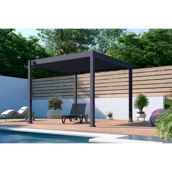 Pergola avec lames orientables gris anthracite - 3 x 3 m