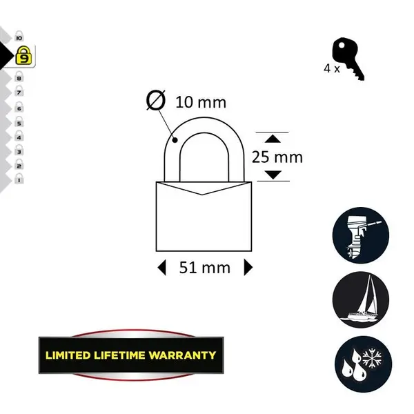 Cadenas à clé acier laminé, MASTER LOCK, l.51 mm - MASTER LOCK