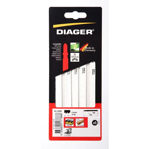 Pack de 5 lames scie sauteuse pour materiaux sandwich - L003M