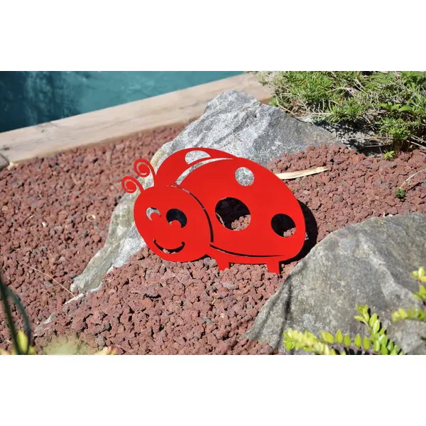 Figurine à piquer cocinnelle rouge - 21x33 cm - Acier époxy - Louis Moulin