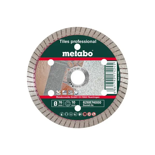 Meule de tronçonnage diamantée - TP Carrelage professional - Ø76 x 10 mm - Metabo