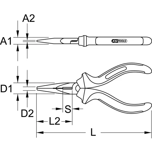 Pince à bec demi-rond standard, Ø1,6 mm, L. 165 mm