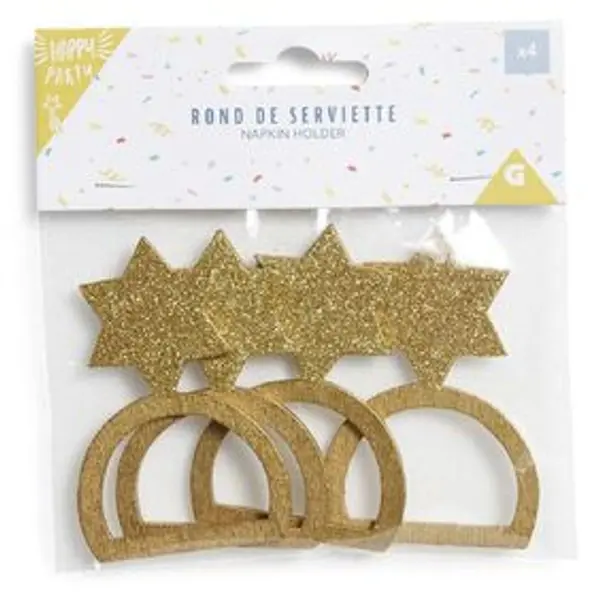 Rond serviette étoile bois doré x6