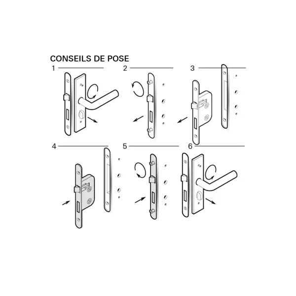 Boitier de serrure encastrable à crochet à cylindre pour porte coulissante, axe 50mm, bouts ronds - THIRARD