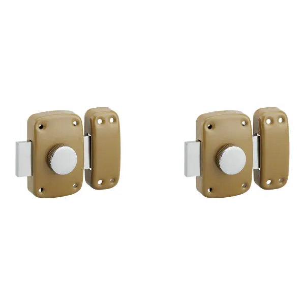 2 verrous à bouton cylindre 45 mm epoxy bronze, 3 clés