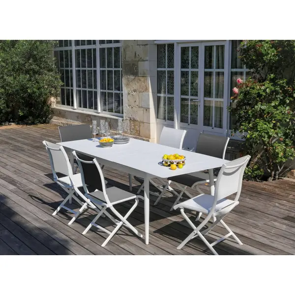 Lot de 2 Chaises de jardin pliantes Elégance - blanc- toile TPEP Soft Touch - PROLOISIRS