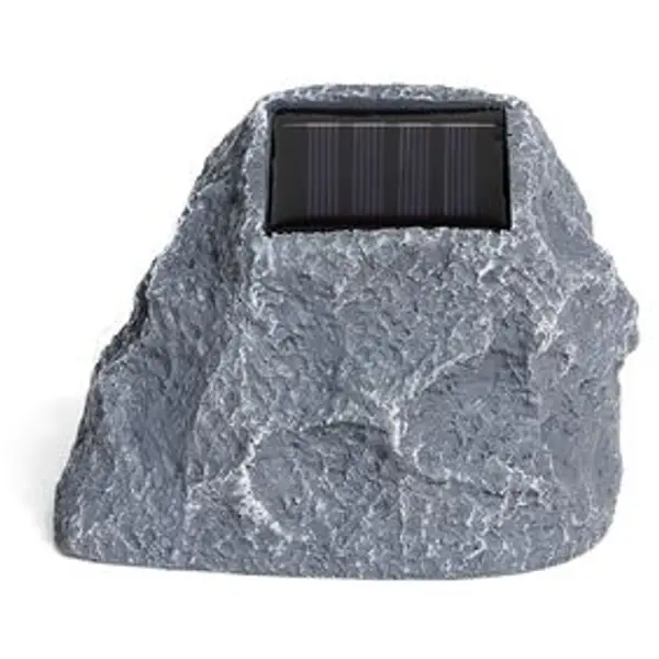 Lampe solaire design pierre LED blanc froid Ø14xH11cm
