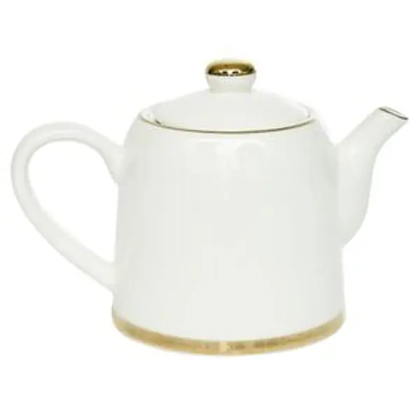 Théière 800ml blanche et dorée 20x12x15cm
