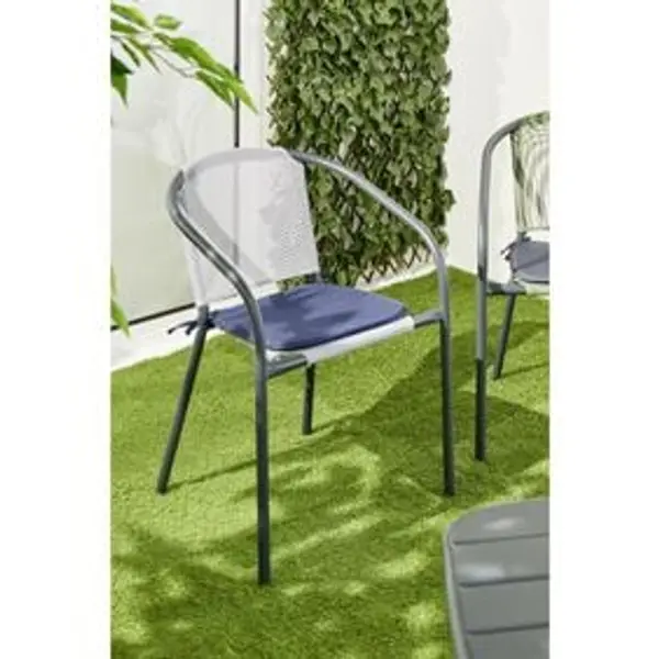 Lot de 4 galettes de chaise 38x38cm polyester bleu