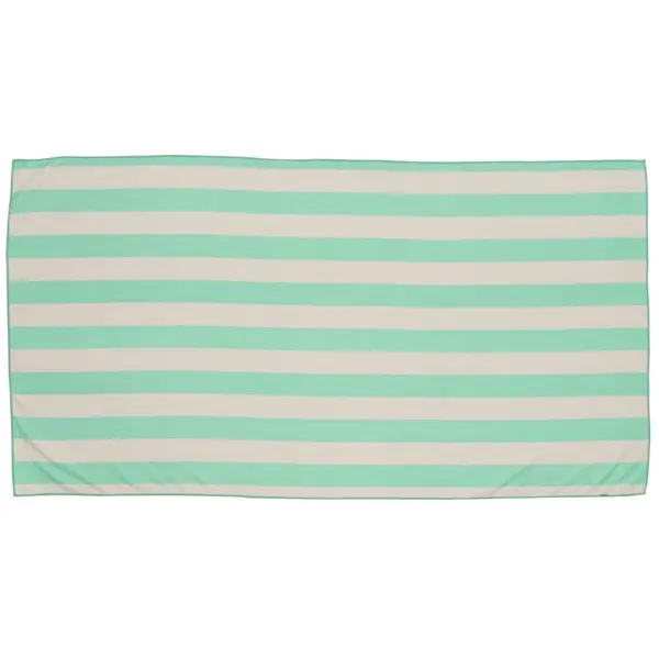 Serviette de plage microfibre marinière blanc et vert 1 personne