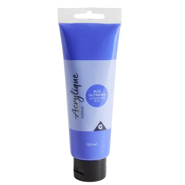 Tube de peinture acrylique bleu outremer 120ml