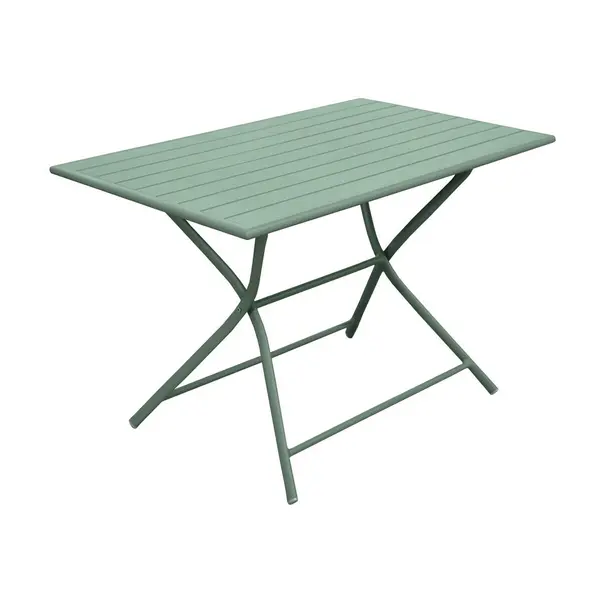 Guéridon pliant Globe en aluminium/lattes - 110 x 70 cm - amande - PROLOISIRS