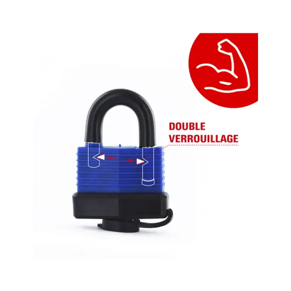 Cadenas à clé Slice, extérieur, 40mm, gainé PVC, 2 clés laiton nickelé - THIRARD