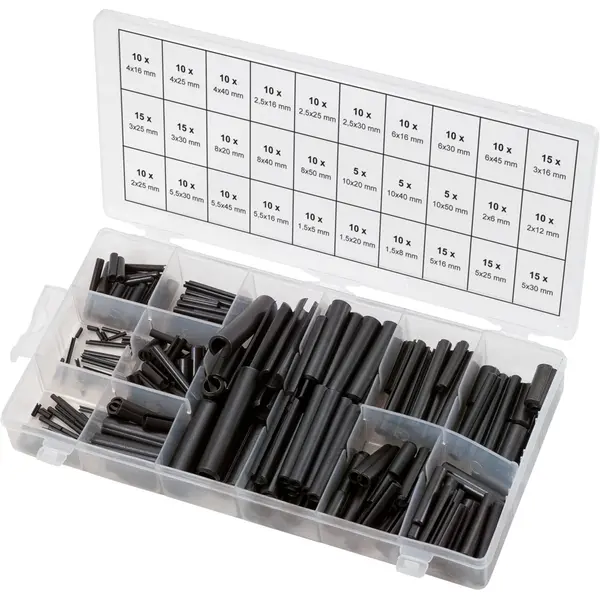 Assortiment de goupilles élastiques acier, 315 pcs