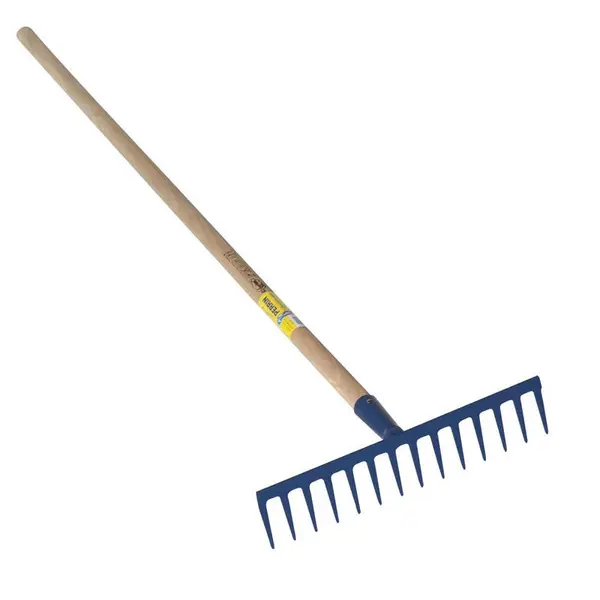Râteau 16 dents droites soudées manche 1,5m, outil trempé haute résistance, jardin,potager - PERRIN
