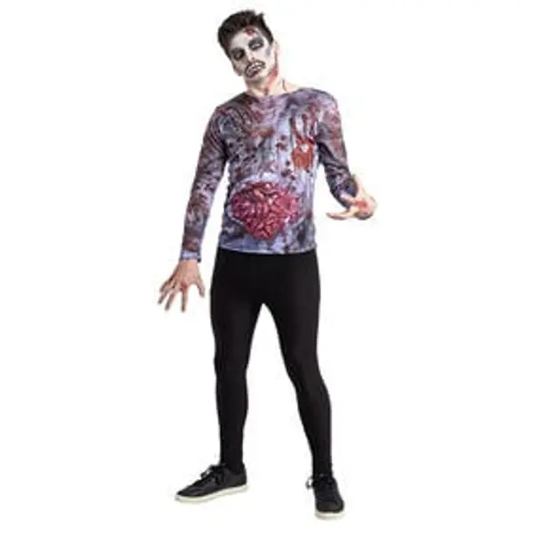 Déguisement adulte Halloween zombie trompe-l'oeil tshirt -Taille unique