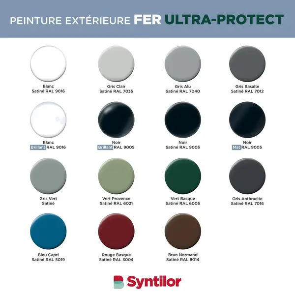 Peinture exterieure fer, aluminium Ultra protect SYNTILOR noir mat 2l - SYNTILOR
