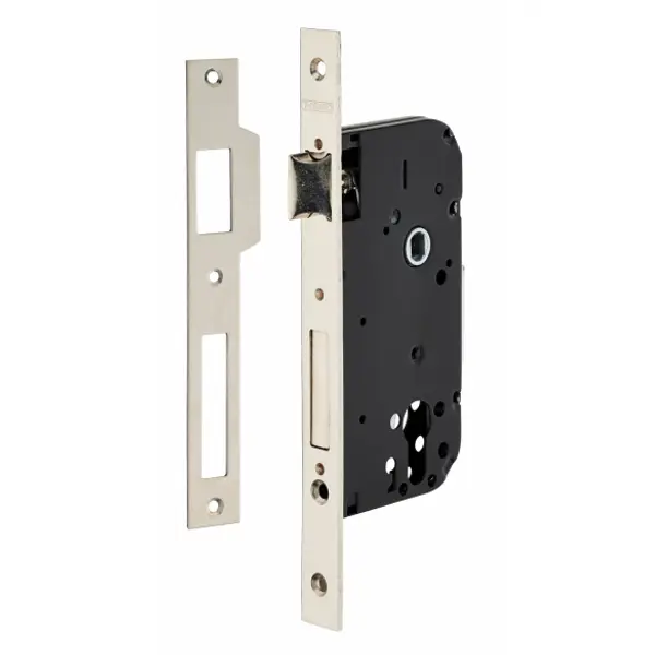Boitier de serrure encastrable à cylindre pour porte d'entrée, axe 50mm, bouts carrés, nickelé - THIRARD