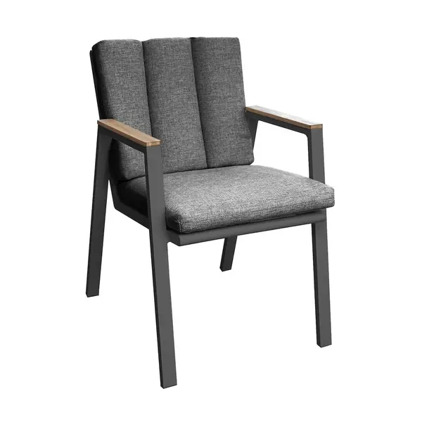 Fauteuil - LEATHER - Graphite - Aluminium époxy et accoudoirs teck FSC - PROLOISIRS