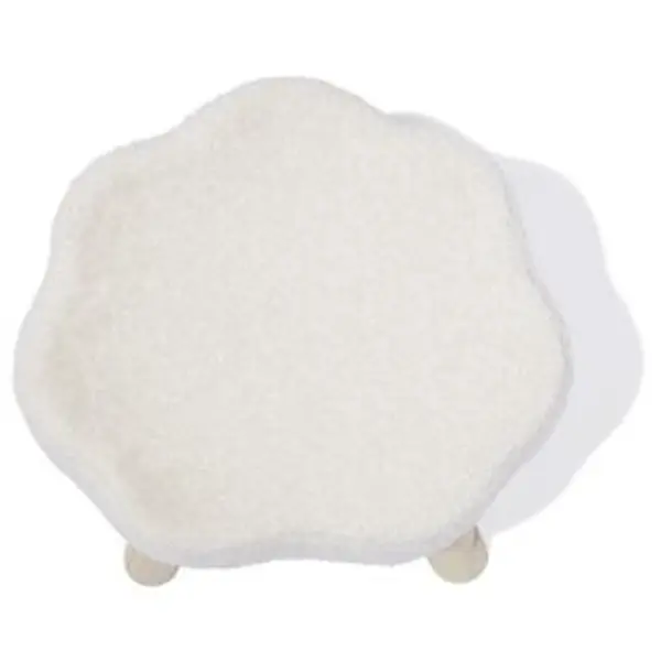 Pouf décor nuage laine bouclée Blanc - 36x30xH33cm