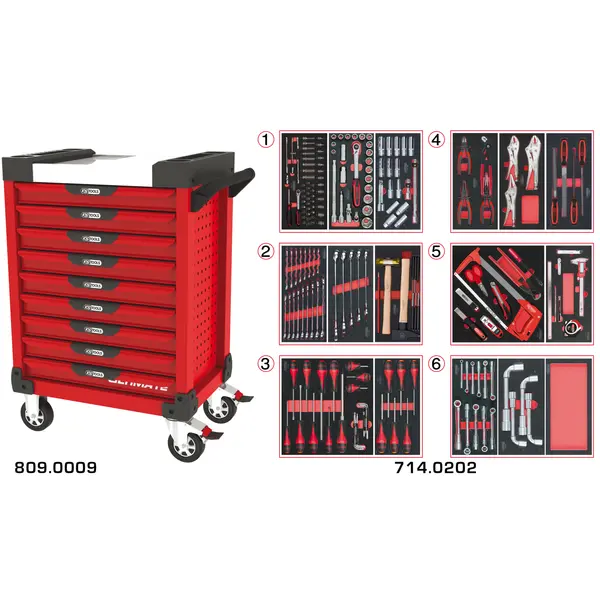 Servantes ULTIMATE 9 tiroirs équipées de 202 outils