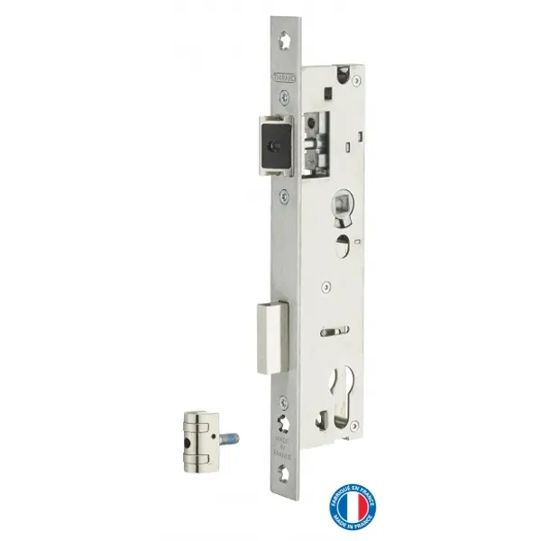 Boitier de serrure encastrable à cylindre pour porte métallique, axe 30mm, bouts carrés - THIRARD