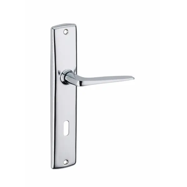 Ensemble de poignées pour porte de chambre Demeter trou de clé, entr'axes 195mm, chromé - THIRARD