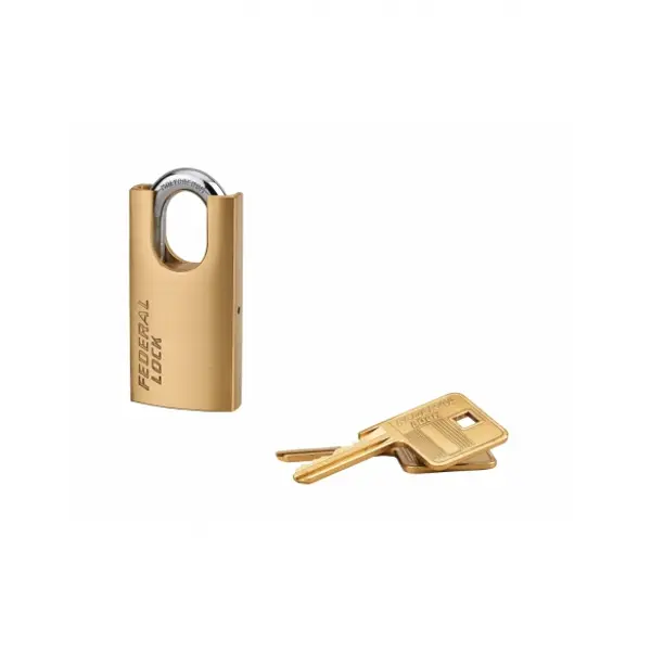 Cadenas à clé Fédéral Lock 510-P, laiton, chantier, anse protégée acier, 40mm, 2 clés - THIRARD