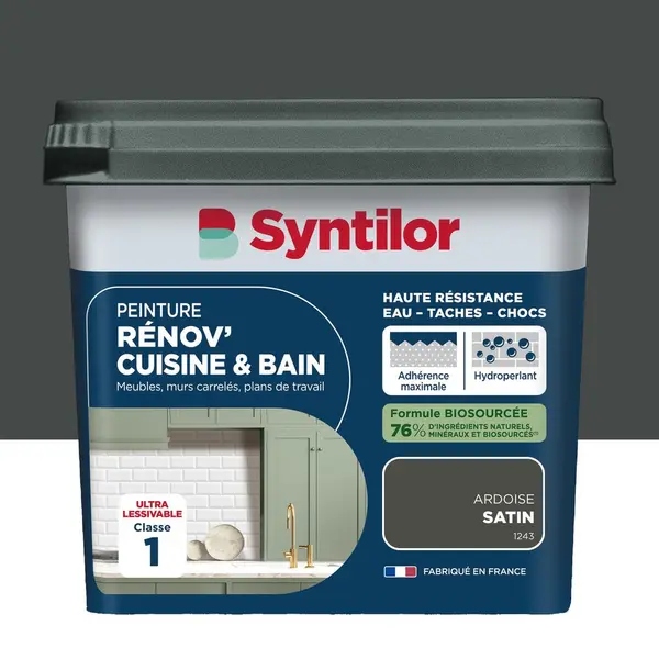 Peinture meuble ardoise satin SYNTILOR Renov' cuisine et bain 0.75l - SYNTILOR