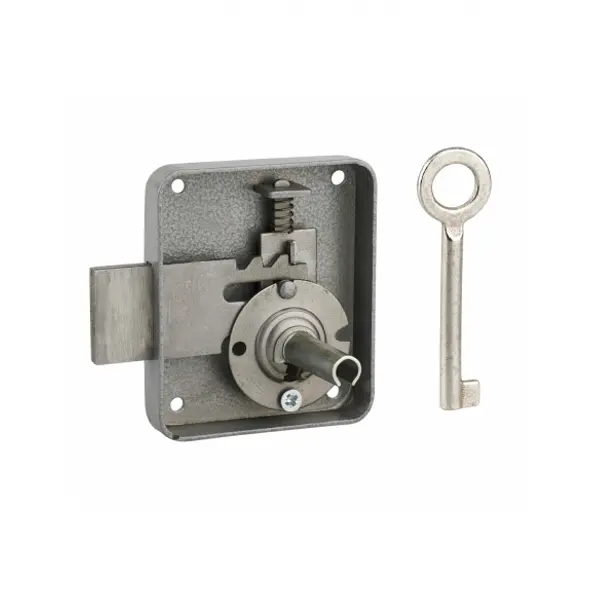 Serrure de meuble Paris pour porte d'ameublement, droite, axe 40mm, 65x70mm, gris, 1 clé - THIRARD