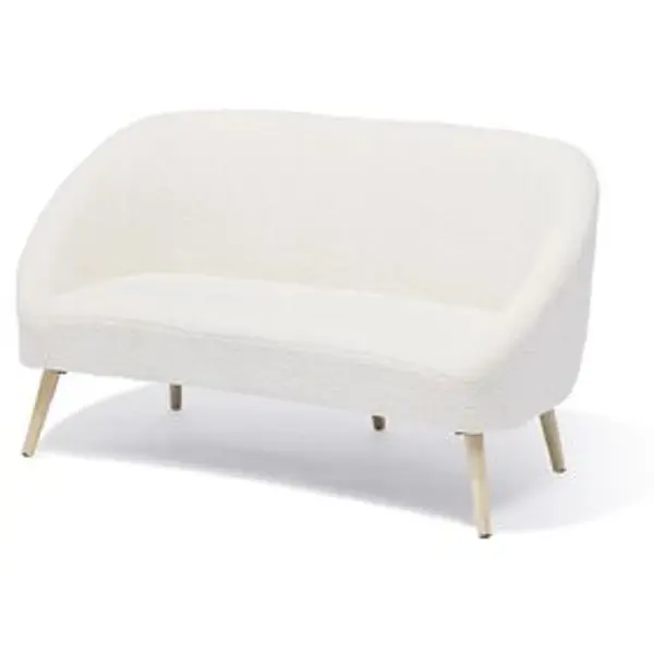 Canapé Joseph curly effet laine bouclée blanc - L137xP69xH79 d