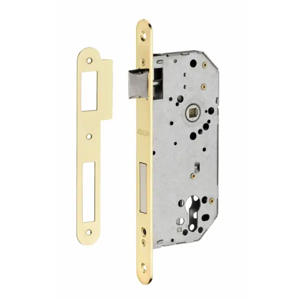 Boitier de serrure encastrable à cylindre pour porte d'entrée, axe 50mm, bouts ronds, laiton - THIRARD