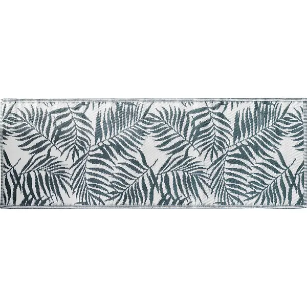 Tapis d'extérieur India motif feuillage vert 200x70 cm