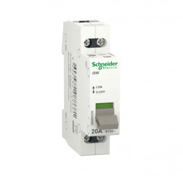 A9S60220 Schneider - Interrupteur modulaire ON/OFF - 2P - 20A - 415Vca - Acti 9 ISW
