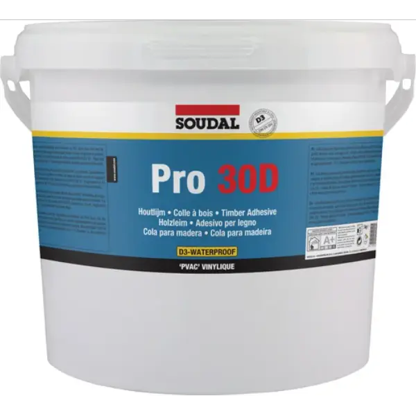Colle à bois blanche résistante à l'eau - Pro 30D 5kg - seau à bec verseur