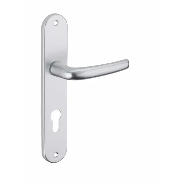 Ensemble de poignées pour porte d'entrée Maia trou de cylindre, carré 7mm, entr'axes 195mm, argent - THIRARD
