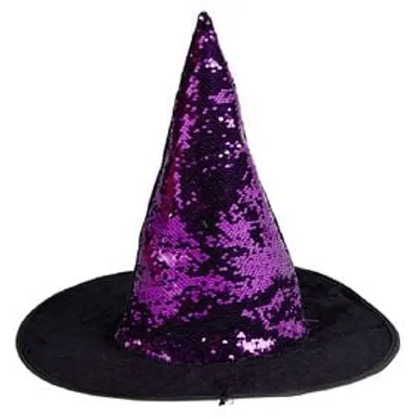 Chapeau Halloween sorcière TU enfant noir à sequins
