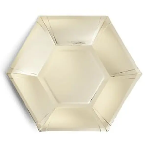 Plateau hexagonal carton doré métallisé Ø26cm x10
