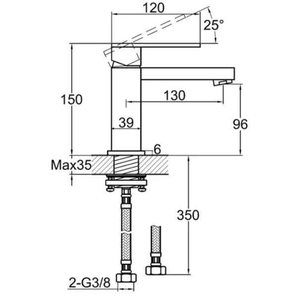 Mitigeur lavabo bec long Ancodesign 2 - chrome