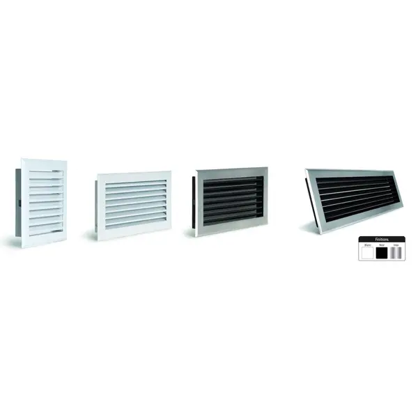 Grille de hotte à lamelles blanche avec boîtier double Ø125 mm - 345 x 195 mm - Joncoux