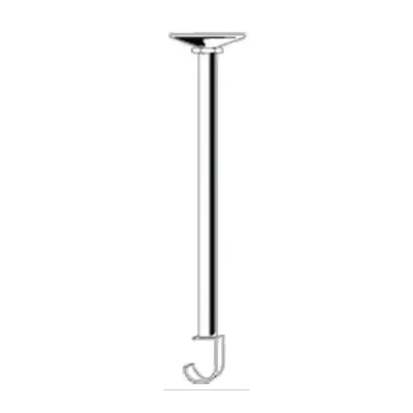 Support planfond avec patère chrome pour porte rideau Ø20