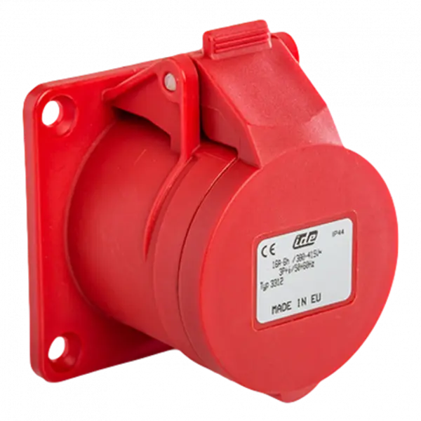 Prise femelle droite triphasé 16A 3P+T 380V - 4 broches - Étanche IP44 - IDE