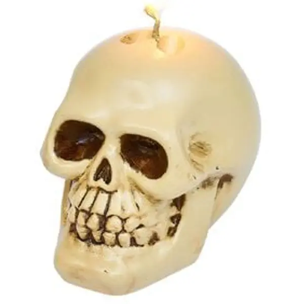 Bougie Halloween tête de mort beige