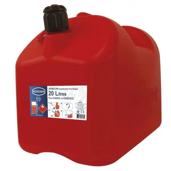 Jerrycan Plastique 20L Avec Bec Anti-Goutte Renson