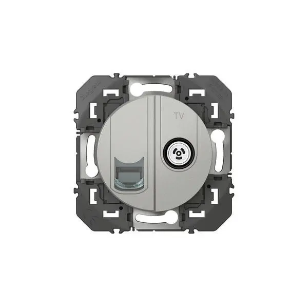 Prise TV + RJ45 cat6 STP compacte dooxie finition alu - 600452