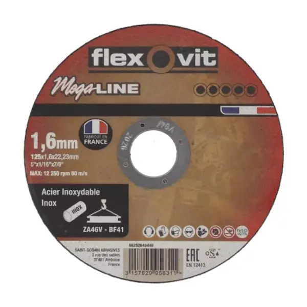 Disque à tronçonner Inox Mega-line 125x1.6 Flexovit