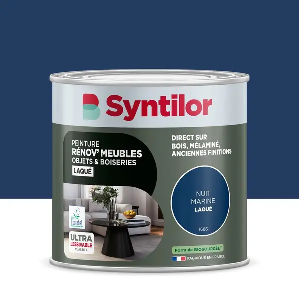 Peinture de rénovation meuble et objet SYNTILOR nuit marine laque 0,5L - SYNTILOR