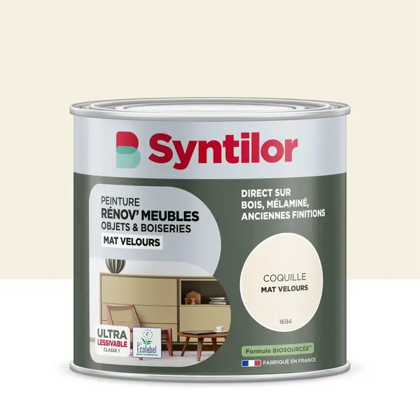 Peinture de rénovation meuble et objet SYNTILOR coquille velours 0,5L - SYNTILOR