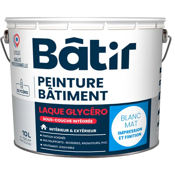 Peinture blanche glycero 2 en 1 mat 10 L