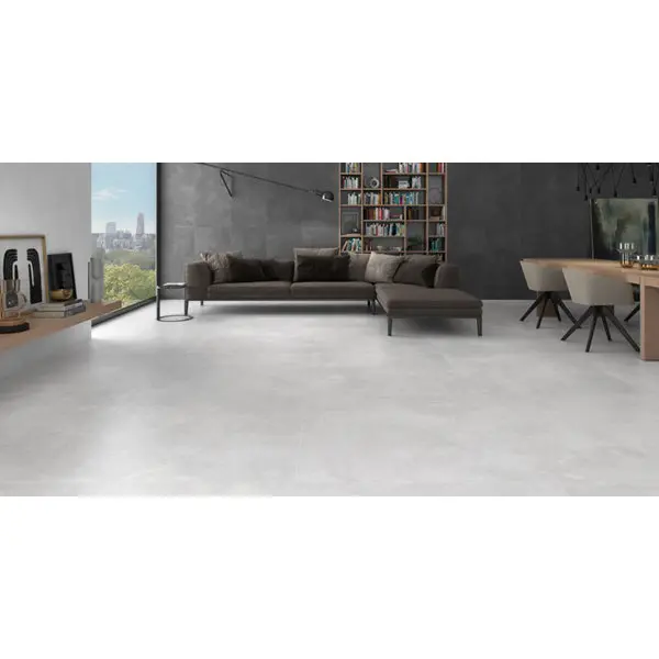 Carrelage sol intérieur grès cérame émaillé perle aspect béton AVENUE 120 x 120 cm